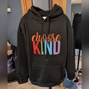 Women's cute black hoodie with Colorful Print. Size Large